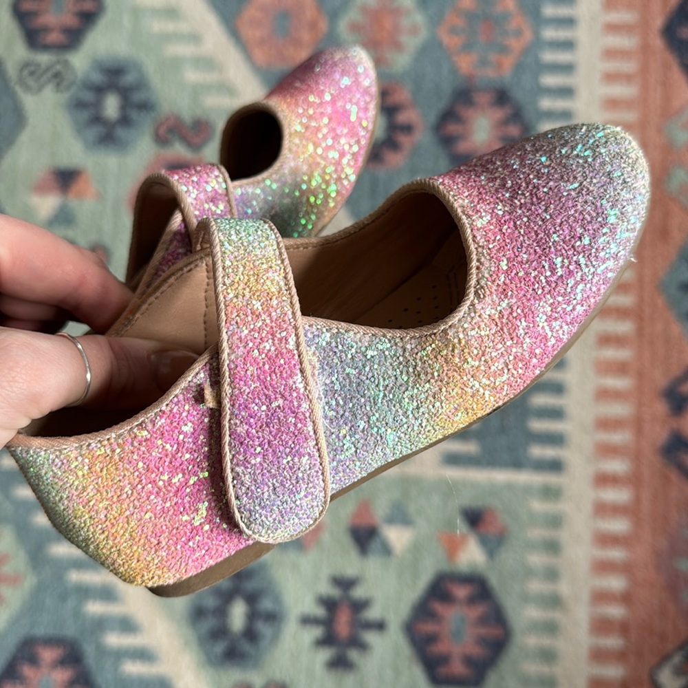 Girls rainbow sparkler Easter shoes